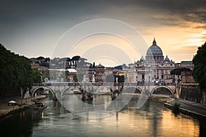 Panoramic view of St. Peter's Basilica and the Vatican City