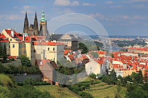 Panoramic view of St. Vitus Cathedral in Prague, Czech Republic