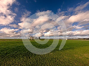 Panoramic view of Stonehenge monument.