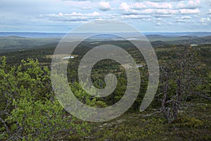 Panoramic view from Storvarden in the nature reserve Tandoevala in Dalarna, Sweden