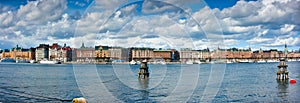 Panoramic view of StrandvÃ¤gen from Skeppsholmen.