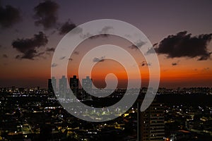 Panoramic view of the suburbs of the hometown during sunset