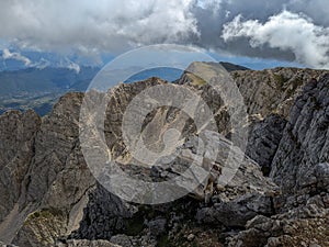 Panoramic view from the summit of Mount Sirente in Abruzzo during summer season photo