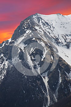 Panoramic view of the summit of Mount Vettore at dusk in Italy photo