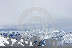 Panoramic view at the surrounding mountains from the hintertux glacier