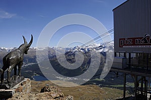 Panoramic view of the swiss alps from Piz Nair above St. Moritz photo