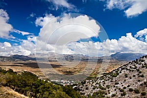 Panoramic view of tableland Lasithi in Crete, Gree photo