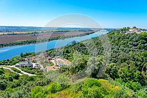 panoramic view of the Tagus River from the Jardim das Portas do Sol in the Portuguese city of Santarem. photo