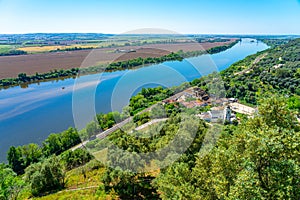 panoramic view of the Tagus River from the Jardim das Portas do Sol in the Portuguese city of Santarem. photo