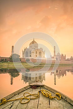 Panoramic view of Taj Mahal at sunset