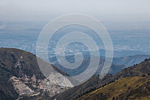 Panoramic view from Talgar Pass in Tien Shan mountains, Almaty, photo