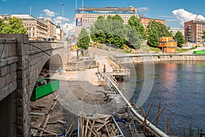 Panoramic view of Tammerkoski river and old town Tampere