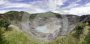 Panoramic view of Tangkuban Perahu crater, showing beautiful and huge mountain crater photo
