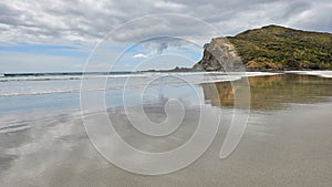 Panoramic view of Tapotupotu Beach in New Zealand