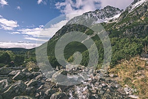 Panoramic view of Tatra mountains in Slovakia covered with snow