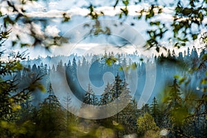 Panoramic view of tatra mountains in slovakia in sunny day with blue sky