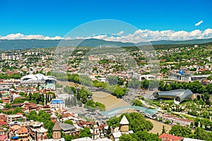 Panoramic view Tbilisi Georgia cily landscape