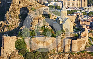 Panoramic view of Tbilisi in Georgia, citadel Narikala