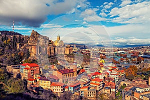 Panoramic view of Tbilisi at sunset