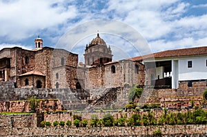 Panoramic view of the Temple of the Sun Korikancha, located in the city of Cusco photo
