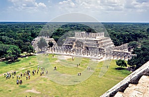 Panoramic view of the Temple of the Warriors. Chichen-Itza