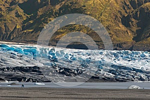 Panoramic view of terminus of FalljÃ¶kull glacier in Skaftafell National Park, Iceland