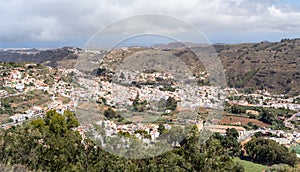 Panoramic view of Teror, a town between hills in the north of Gran Canaria island, Spain from a viewpoint