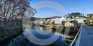 Panoramic view of the thermal area of S. Pedro do Sul, Vouga River and buildings on the banks of the river