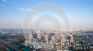 Panoramic view of thermal power plant photo