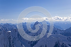 Panoramic view of Tian Shan mountains