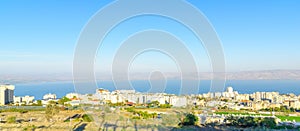 Panoramic view of Tiberias and the Sea of Galilee