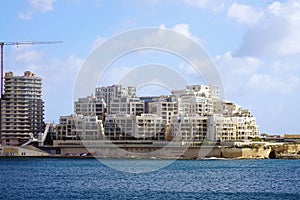 Panoramic view of Tigne seafront in Sliema city, Malta, Europe