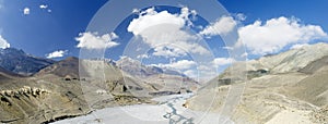 Panoramic view of Tiri village in Upper Mustang and Kali Gandaki river  Kagbeni  Annapurna Circuit  Nepal