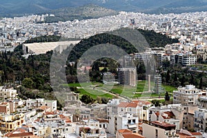 Panoramic view to Athens city as seen from the Acropolis