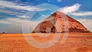 Panoramic view to Bent Pyramid of Sneferu Pharao at Dahsur, Egypt