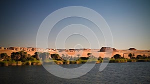 Panoramic view to Boukkou lake group of Ounianga Serir lakes at the Ennedi, Chad