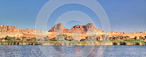 Panoramic view to Boukkou lake group of Ounianga Serir lakes at the Ennedi, Chad