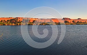 Panoramic view to Boukkou lake group of Ounianga Serir lakes at the Ennedi, Chad