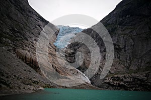 Panoramic view to Briksdal Glacier in Norway