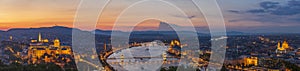 Panoramic view to Budapest from Citadella hill