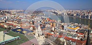 A panoramic view to Budapest, on June 8, 2013 in Budapest, Hungary. Budapest by quantity of the population takes the