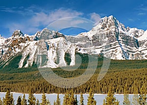 Panoramic view to Canadian Rockies Mountains