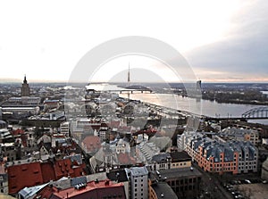 Panoramic view to the city center of old Riga