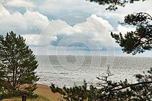 Panoramic view to coast of Lake Peipus, biggest Lake in Estonia. Europe. photo