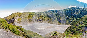 Panoramic view to the Crater of Diego de La Haya at Irazu Volcano National Park in Costa Rica photo