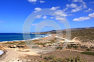 Panoramic view to the Crystal water on Lara beach near Paphos, Cyprus