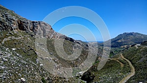 Panoramic view to the elevation at Kourtaliotiko gorge on Crete island