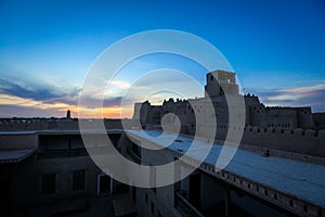 Panoramic View to the encircled by brick walls Inner Old Town, or Itchan Kala, in Khiva