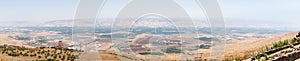 Panoramic  view to the Jordan Valley from the ruins of the great Hospitaller fortress - Belvoir - Jordan Star - located on a hill photo