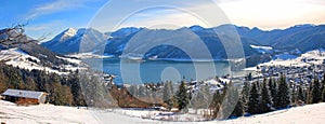 Panoramic view to lake schliersee, germany